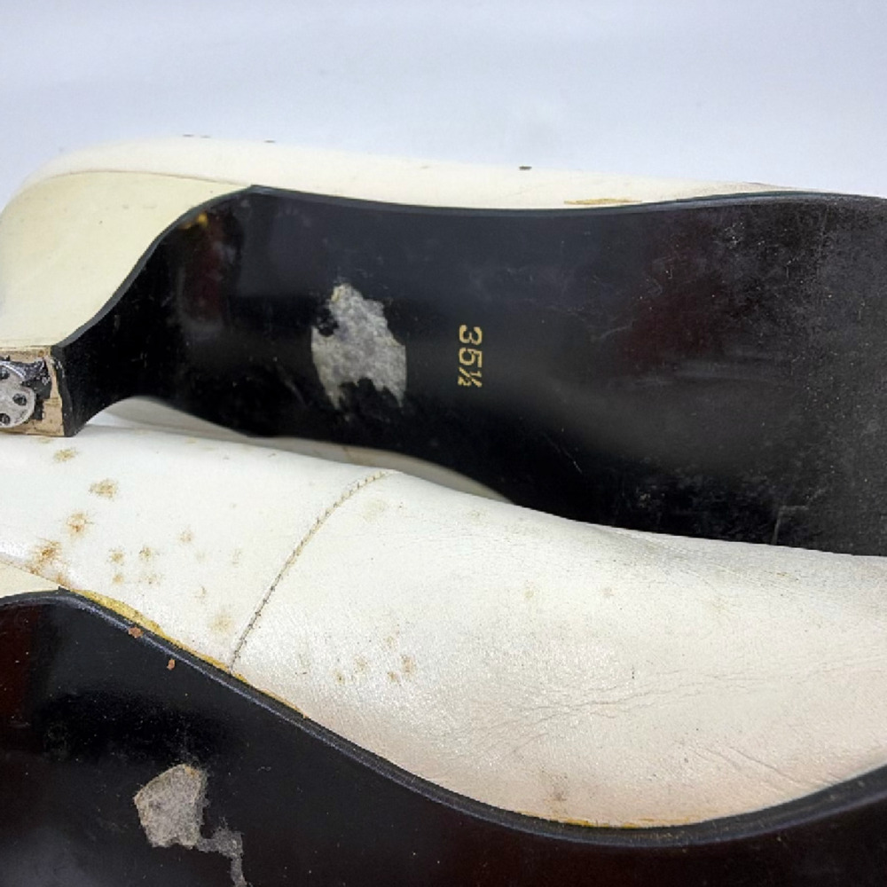 YSL Pointed Toe Cream Leather 35.5 Kitten Heel Pump - Picture 7 of 8
